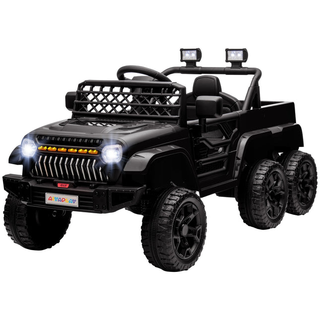 Children's 12V Electric Car, Remote Control, LED Lights, Black