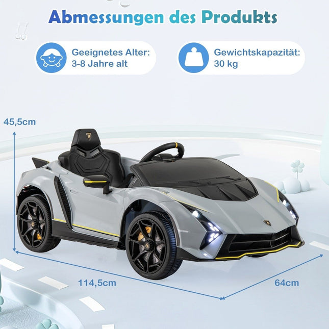 Children's electric car Lamborghini with remote control &amp; LED lights &amp; Horn children's car gray