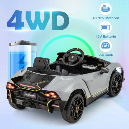 Children's electric car Lamborghini with remote control &amp; LED lights &amp; Horn children's car gray