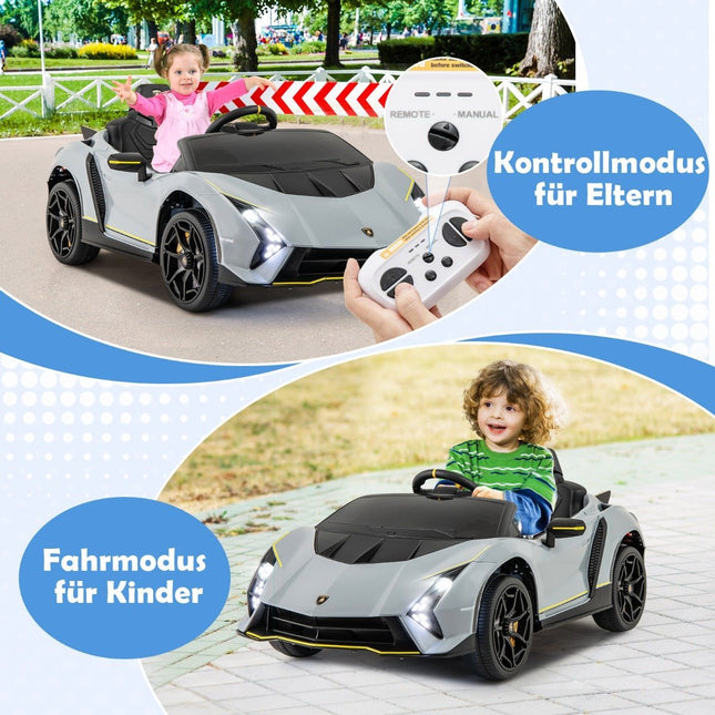 Children's electric car Lamborghini with remote control &amp; LED lights &amp; Horn children's car gray