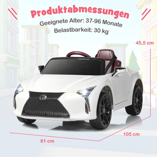 Children's electric car with 2.4G remote control & LED lights & music Lexus LC500 children's vehicle white