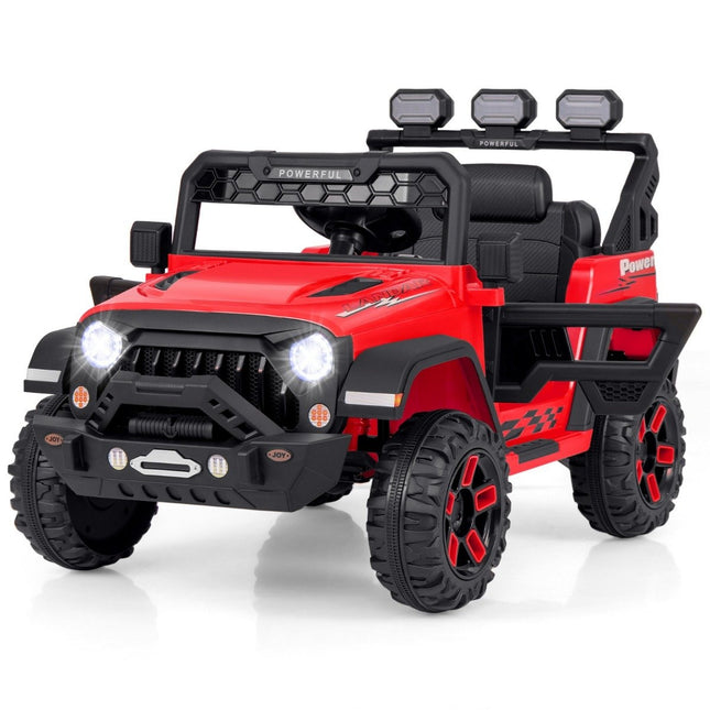 Children's electric car with 2.4G remote control &amp; USB &amp; Light &amp; Music 12V Children's Car Jeep Car Red