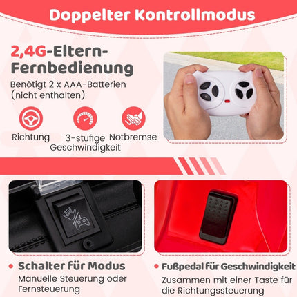 Children's electric car with 2.4G remote control &amp; USB &amp; Light &amp; Music 12V Children's Car Jeep Car Red