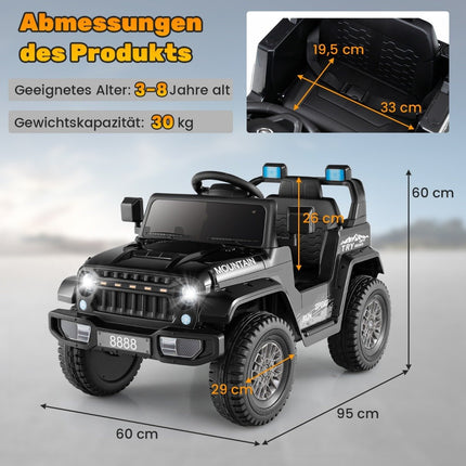Children's electric jeep with double motor &amp; Slow start &amp; 4-spring suspension ride-on car black