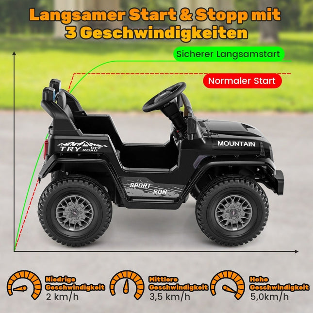 Children's electric jeep with double motor &amp; Slow start &amp; 4-spring suspension ride-on car black