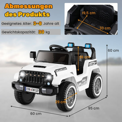 Children's electric jeep with double motor &amp; Slow start &amp; 4-spring suspension ride-on car white