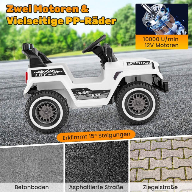 Children's electric jeep with double motor &amp; Slow start &amp; 4-spring suspension ride-on car white