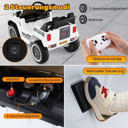 Children's electric jeep with double motor &amp; Slow start &amp; 4-spring suspension ride-on car white