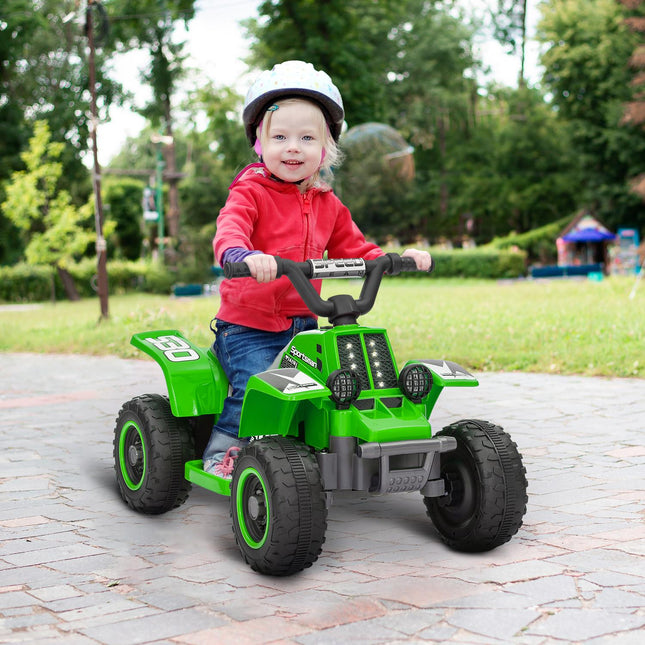Electric quad bike for children, forward and backward, LED, green