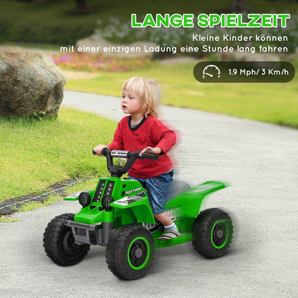 Electric quad bike for children, forward and backward, LED, green