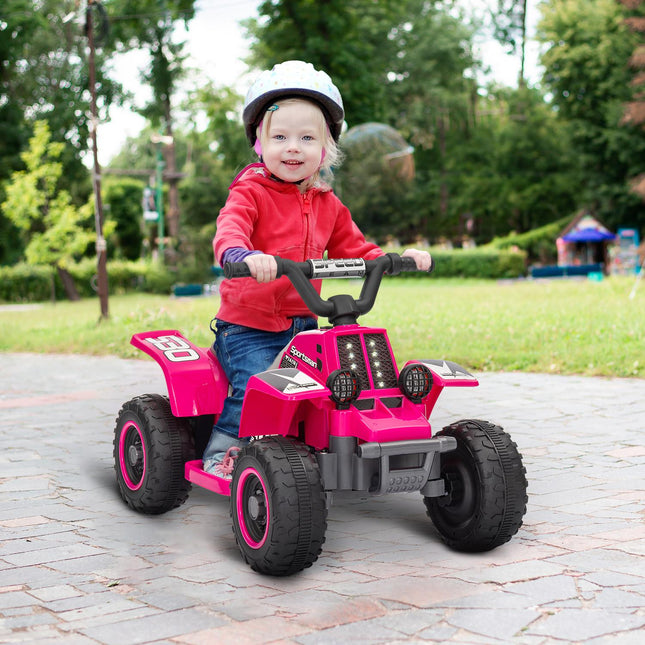 Electric quad bike for children with LED and horn, pink, 1.5-3 years