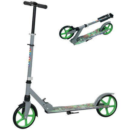 Children's foldable kick scooter, adjustable height, green