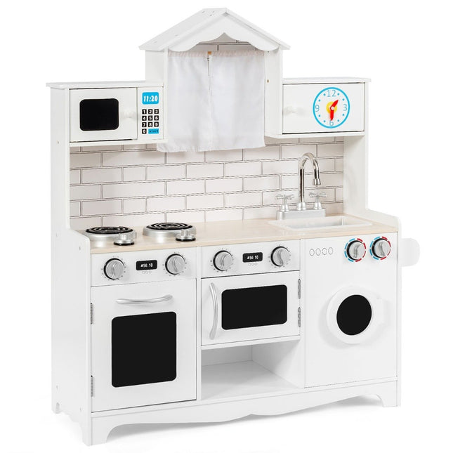 Children's kitchen including play accessories Play kitchen with washing machine & microwave 78 x 29 x 93 cm white