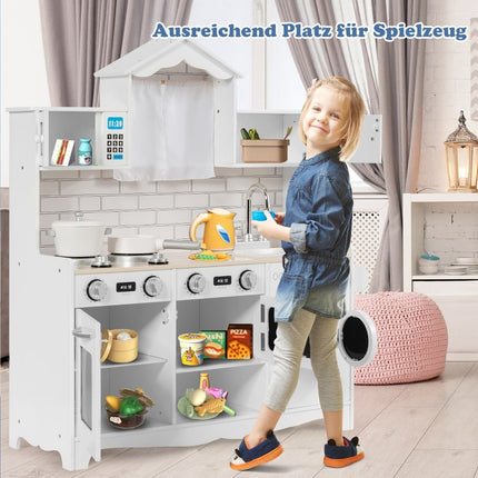 Children's kitchen including play accessories Play kitchen with washing machine & microwave 78 x 29 x 93 cm white