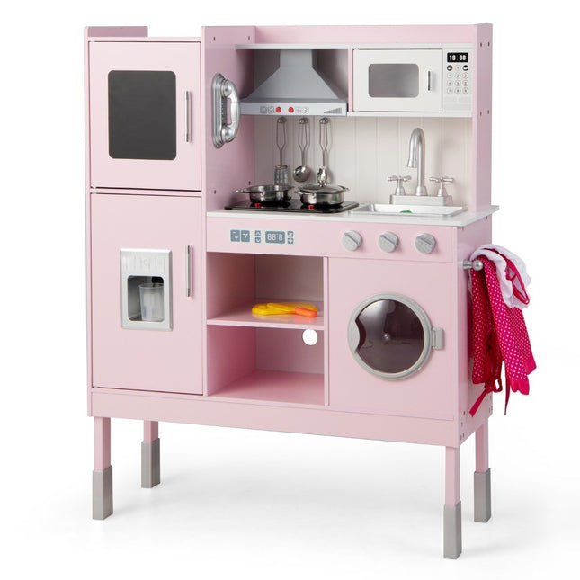 Children's kitchen made of wood with 16 play accessories for children aged 3 and over. 83 x 29 x 103 cm pink