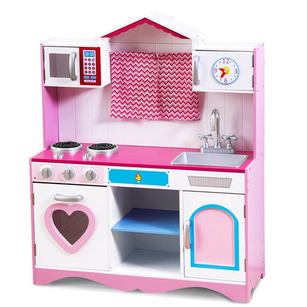 Children's kitchen play kitchen made of wood with removable sink microwave oven children's kitchen pink