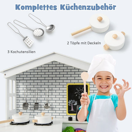 Children's kitchen play kitchen set made of wood with additional board 62 x 33 x 90 cm white