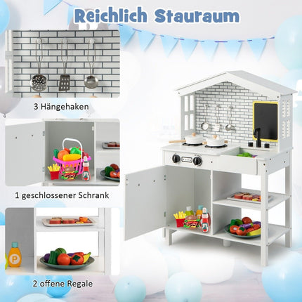 Children's kitchen play kitchen set made of wood with additional board 62 x 33 x 90 cm white