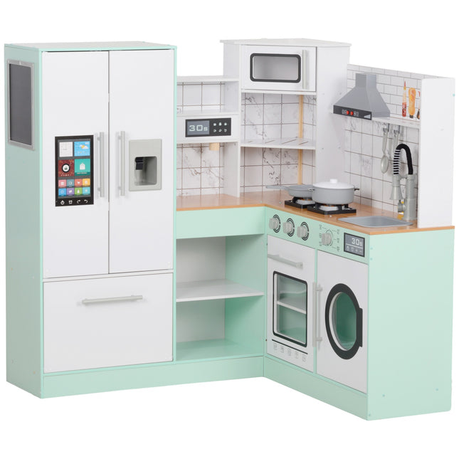 Play kitchen for children with blackboard and realistic functions