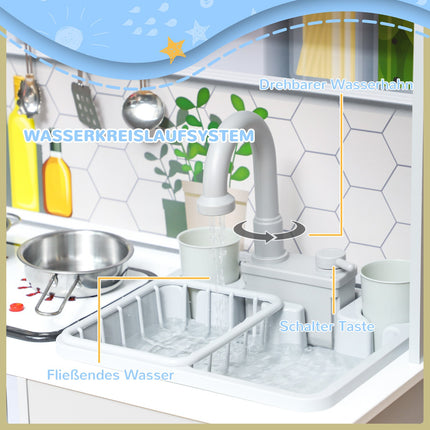 Children's kitchen play set with lights, sounds and accessories