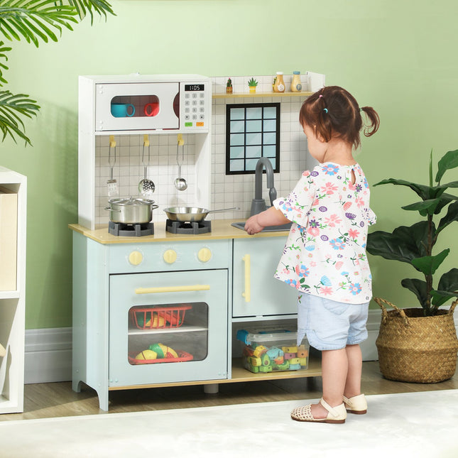 Children's kitchen play set with accessories, blue