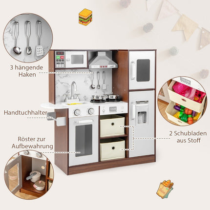 Children's kitchen playset modern toy kitchen with attractive lights coffee