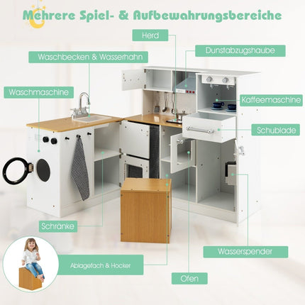 Children's kitchen set play kitchen with light stool coffee machine water dispenser stove