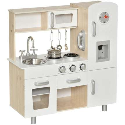 Toy kitchen with accessories, Pine & MDF, 3 years+, White