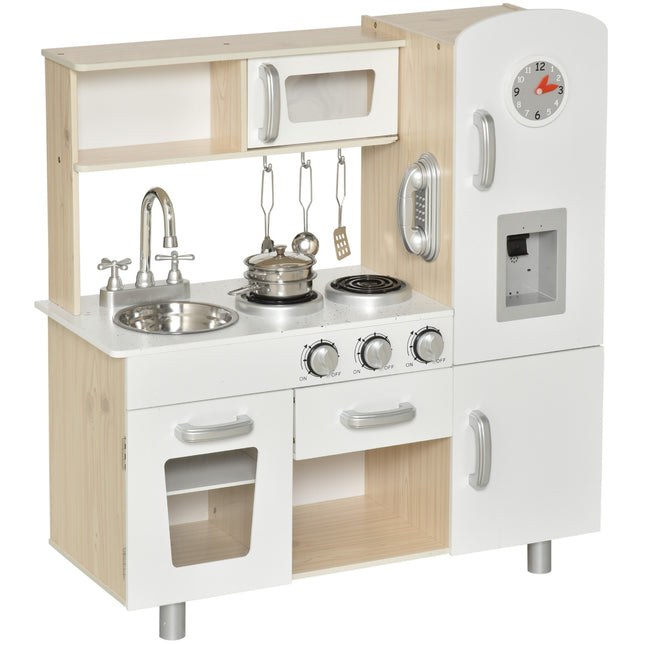 Toy kitchen with accessories, Pine & MDF, 3 years+, White