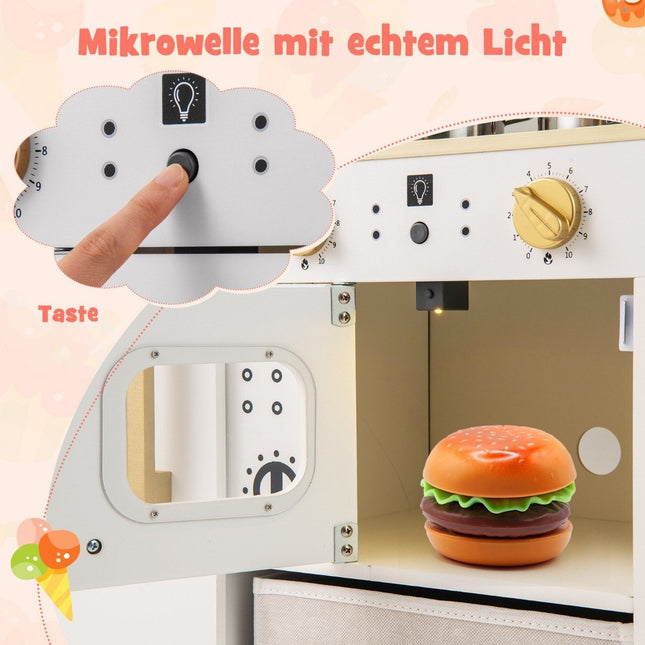 Children's kitchen with accessories play kitchen with writing board ice cream maker sink toy kitchen white