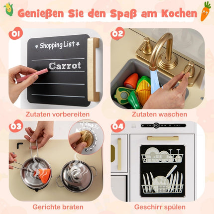 Children's kitchen with accessories play kitchen with writing board ice cream maker sink toy kitchen white