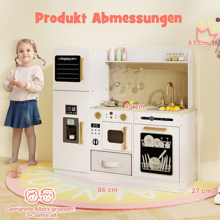 Children's kitchen with accessories play kitchen with writing board ice cream maker sink toy kitchen white
