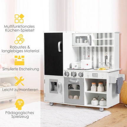 Children's kitchen with blackboard & simulated sounds 83 x 32 x 80 cm white