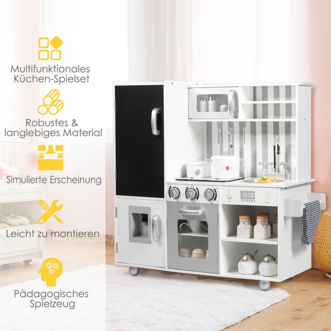 Children's kitchen with blackboard & simulated sounds 83 x 32 x 80 cm white