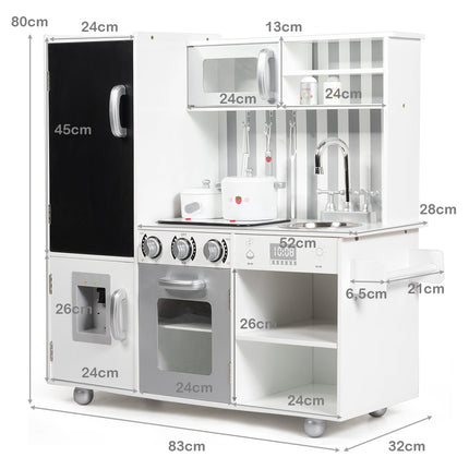 Children's kitchen with blackboard & simulated sounds 83 x 32 x 80 cm white