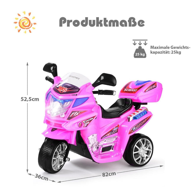Children's motorcycle 6 V electric motorcycle with music and headlights for children pink