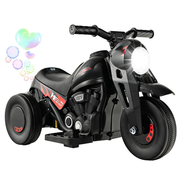 Children's motorcycle with bubble machine & music & LED headlight children's motorcycle black