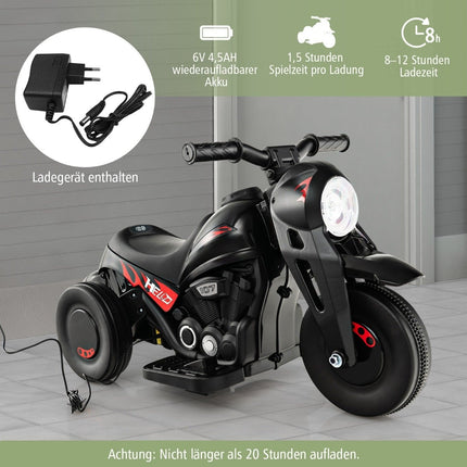 Children's motorcycle with bubble machine & music & LED headlight children's motorcycle black