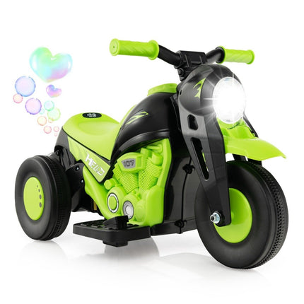 Children's motorcycle with bubble machine & music & LED headlight children's motorcycle green