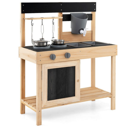 Children's play kitchen with 2 removable sinks & tap & stove & kitchenware