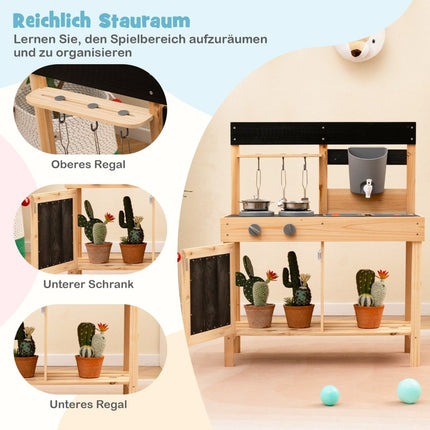 Children's play kitchen with 2 removable sinks & tap & stove & kitchenware