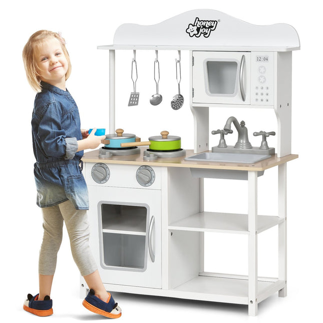Children's play kitchen wooden play kitchen kitchen set 60 x 30 x 83 cm white