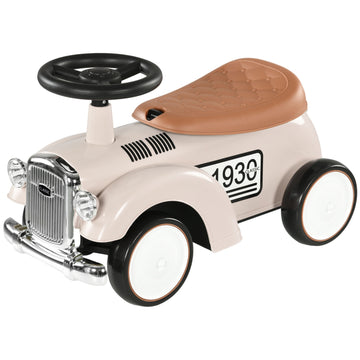 Ride-on car for children with storage, anti-tip, cream