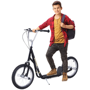Children's scooter, 16-inch, pneumatic tires, black