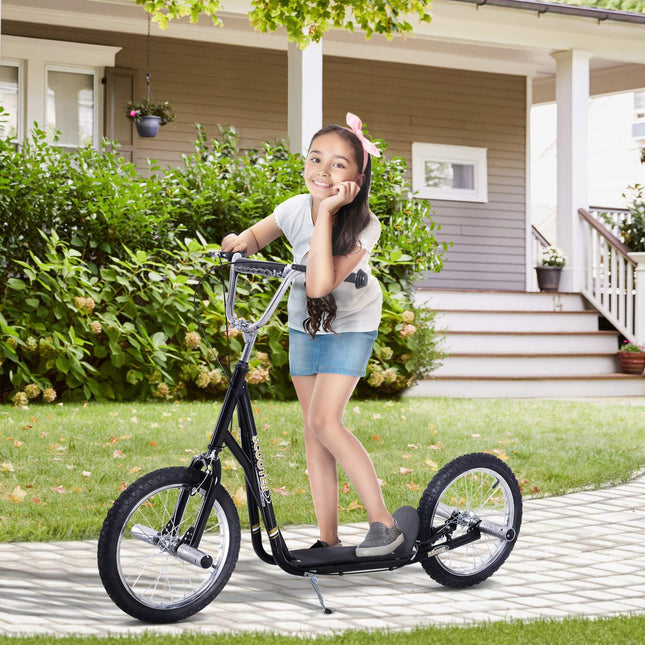 Children's scooter, 16-inch, pneumatic tires, black
