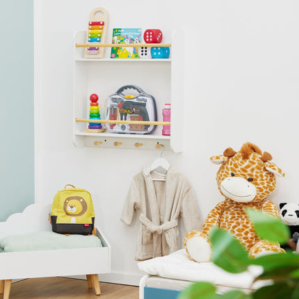Children's shelf 2 shelves and 4 hooks