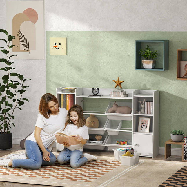 Storage shelf for children with 8 compartments and 6 compartments, white