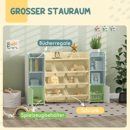 Storage shelf for children with 8 compartments and 6 compartments, white