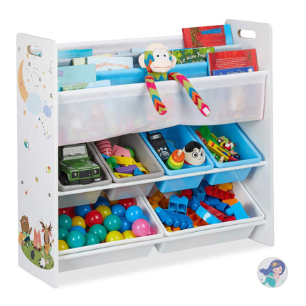Children's shelf with 10 compartments and motifs