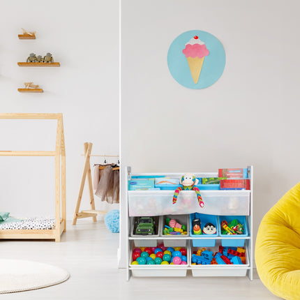Children's shelf with 10 compartments and motifs